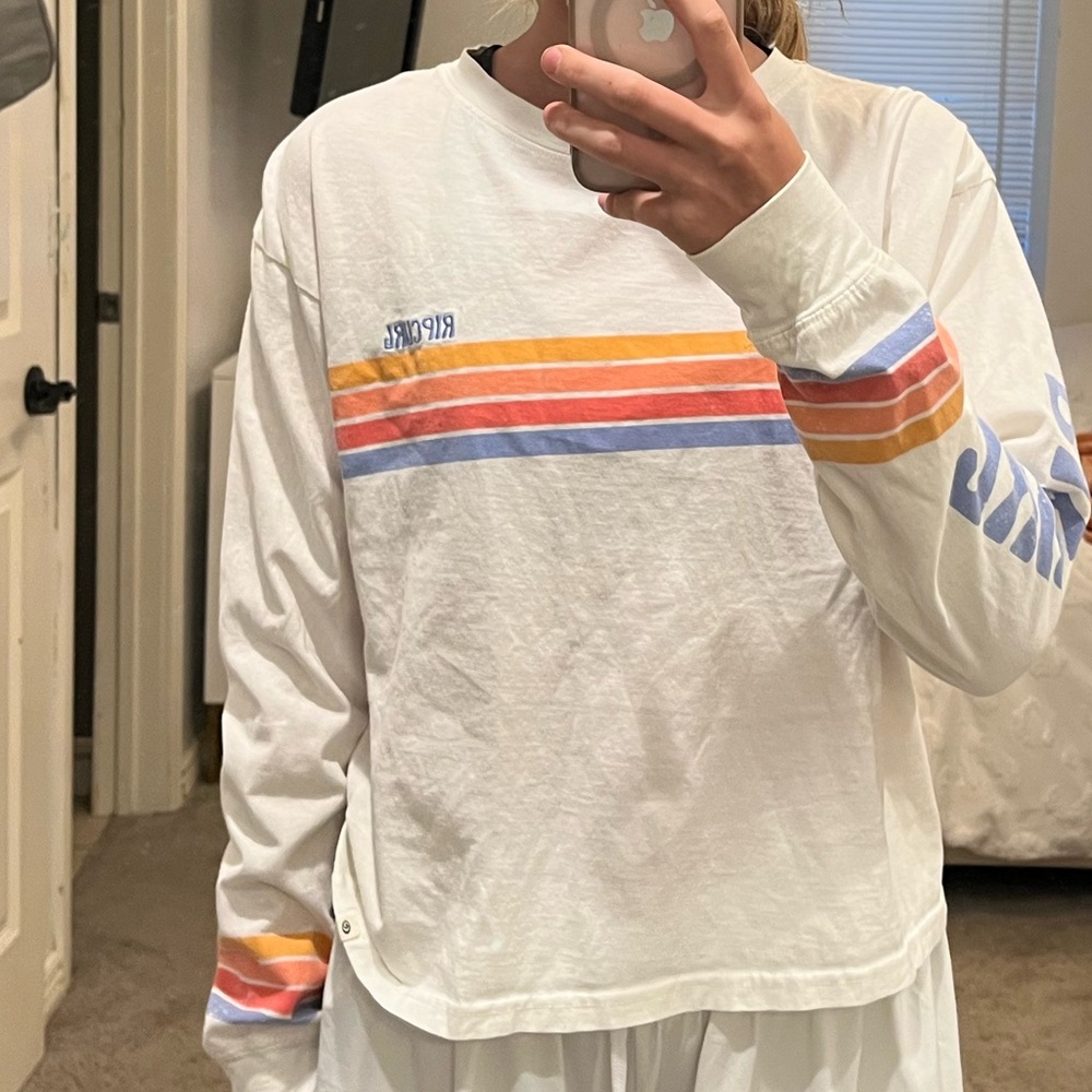 White Long Sleeve Shirt with Stripes